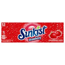 Sunkist Strawberry Soda, 12 fl oz cans, 12 pack