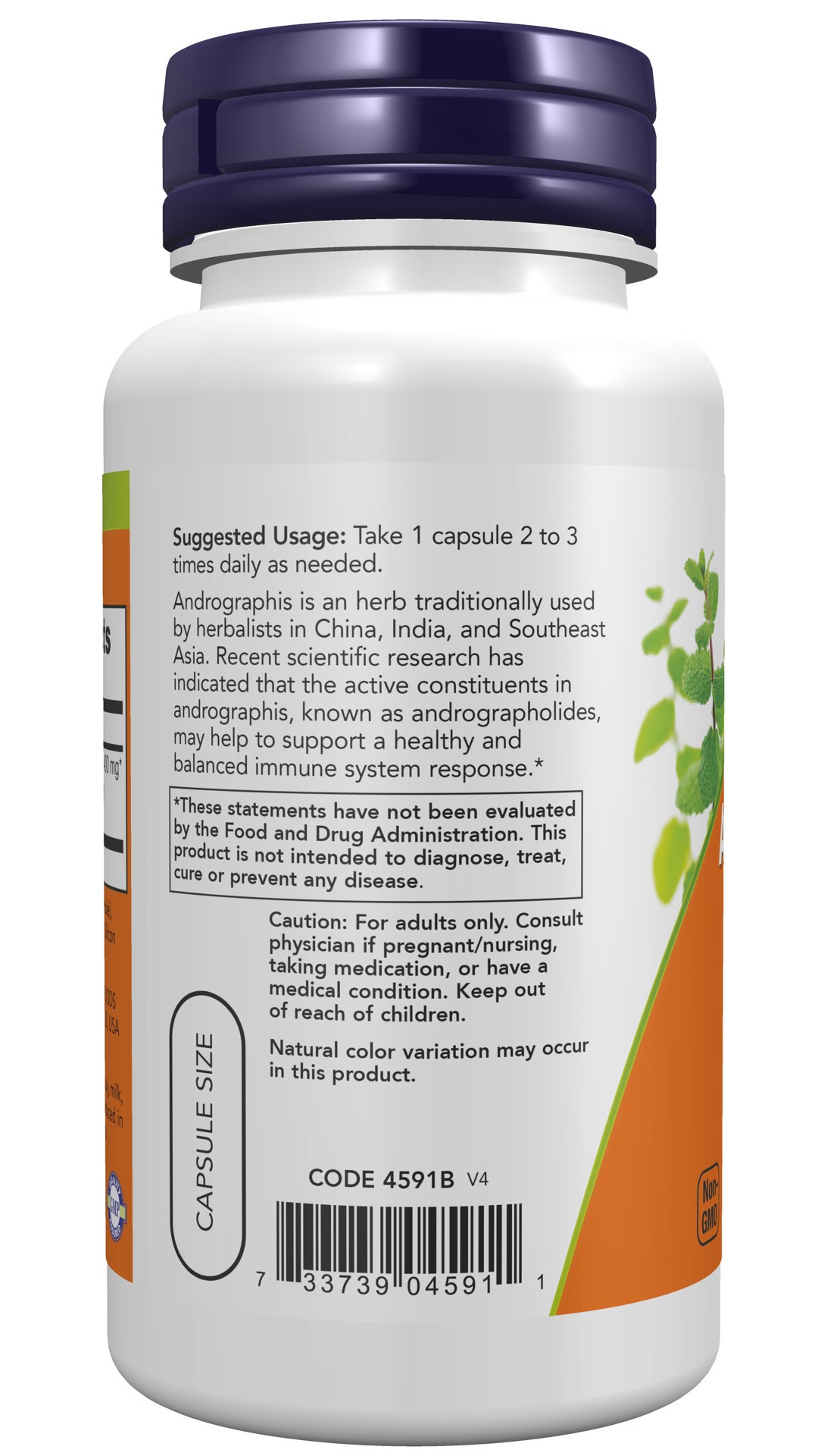 slide 4 of 4, NOW Andrographis Extract 400 mg - 90 Veg Capsules, 90 ct