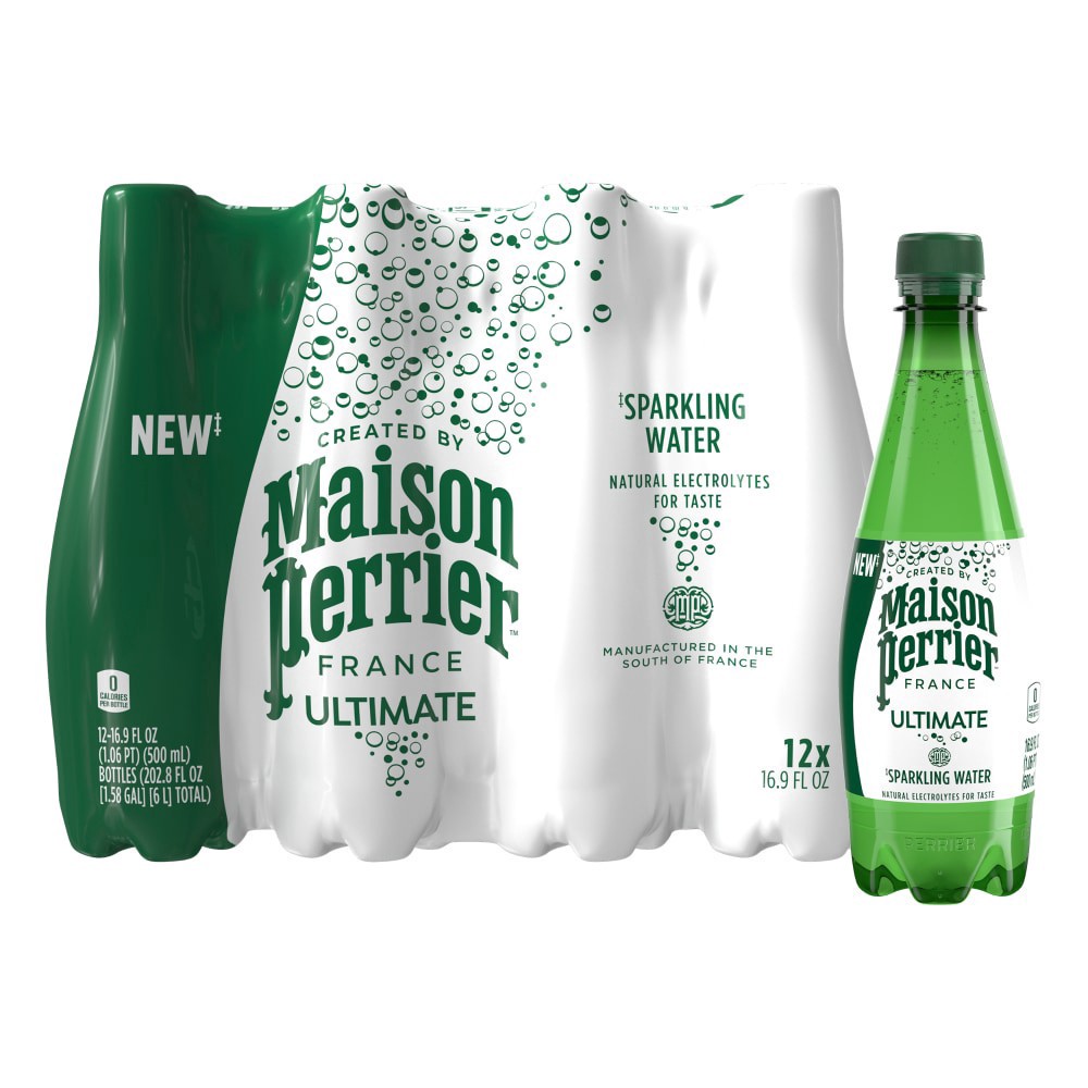 slide 1 of 6, Maison Perrier Forever Ultimate Sparkling Water, 16.9 FL OZ Plastic Water Bottles, 12 Count 202.8 fl oz., 12 ct