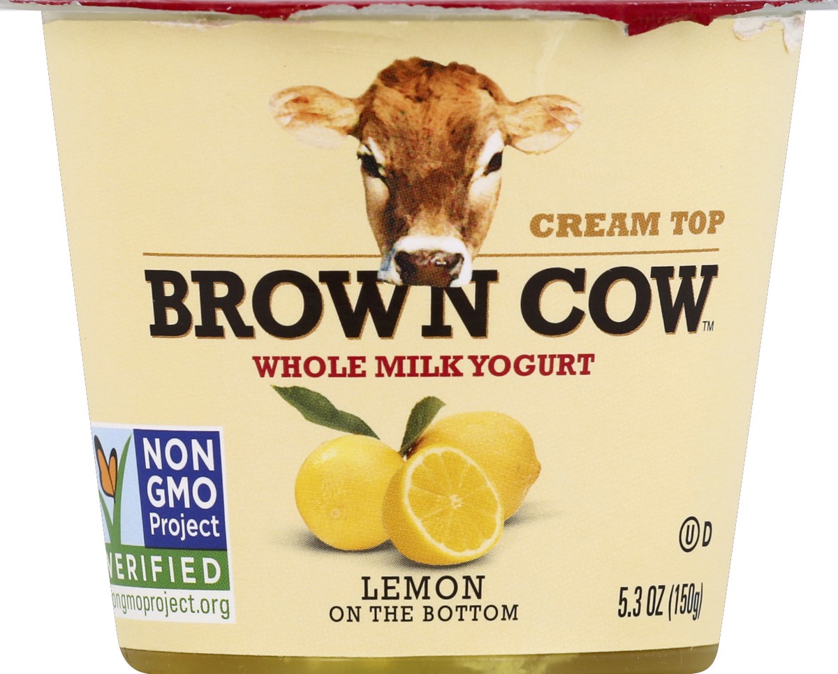 slide 3 of 3, Brown Cow Cream Top Lemon On The Bottom Whole Milk Yogurt, 5.3 oz