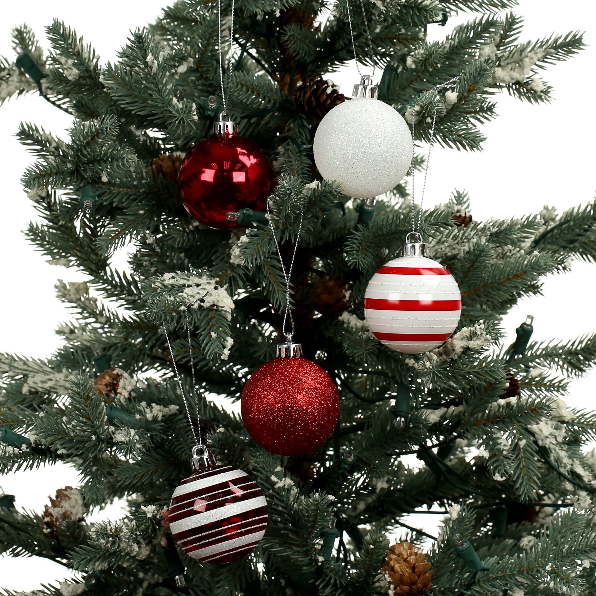 slide 2 of 3, 5 Pack 2.2" Red & White Shatterproof Ball Ornaments By Ashland, 5 ct