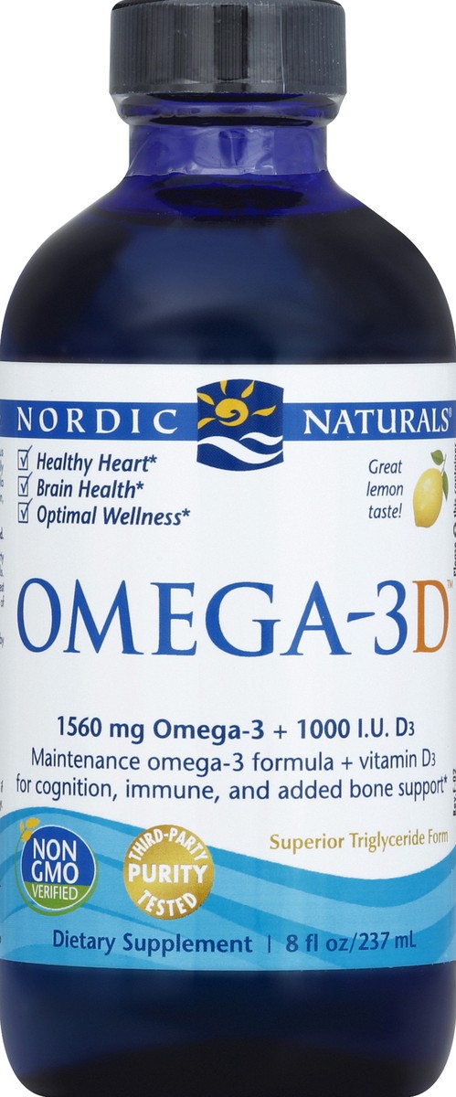 slide 6 of 7, Nordic Naturals Omega3 + Liquid Lemon, 237 ml