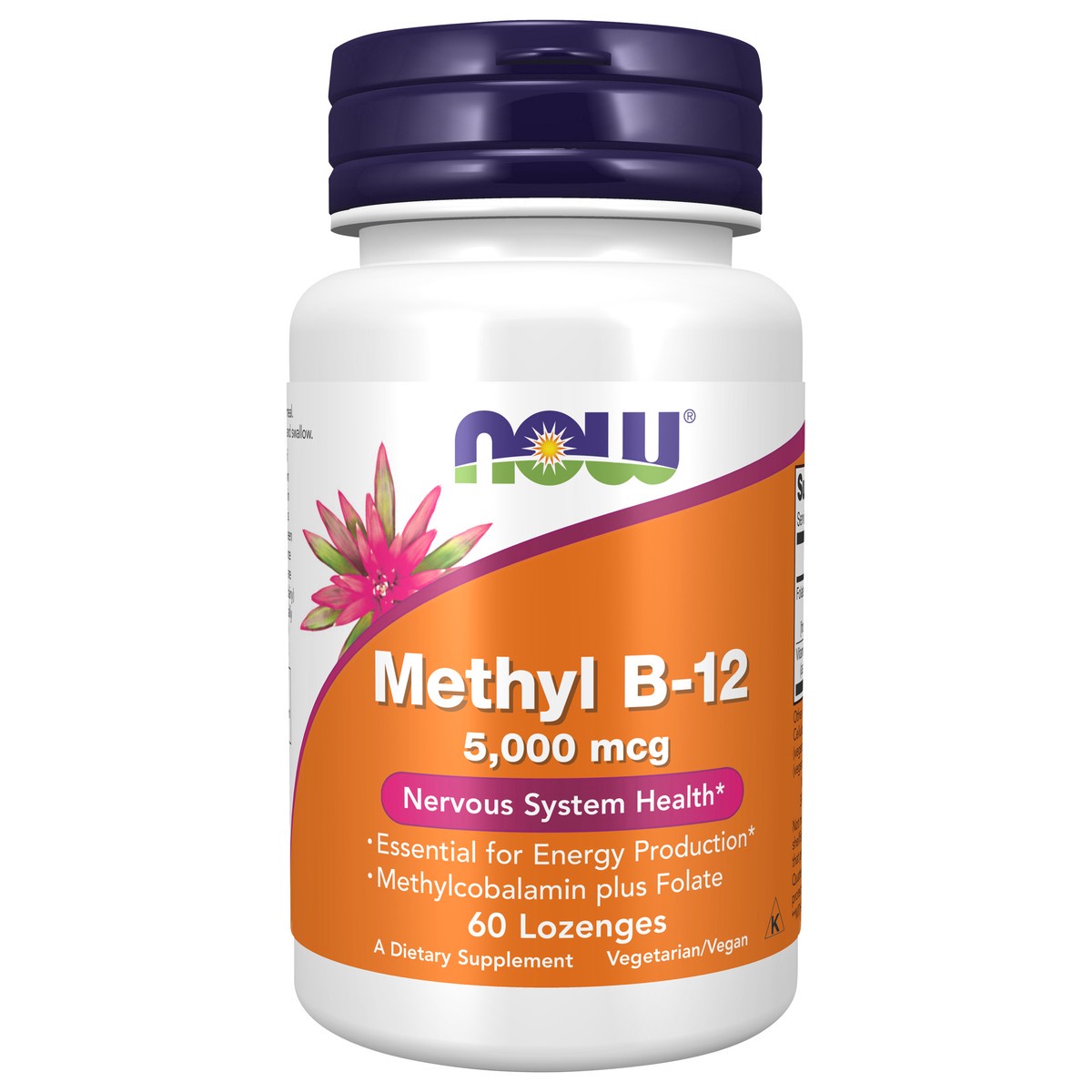 slide 1 of 4, NOW Methyl B-12 5,000 mcg - 60 Lozenges, 60 ct