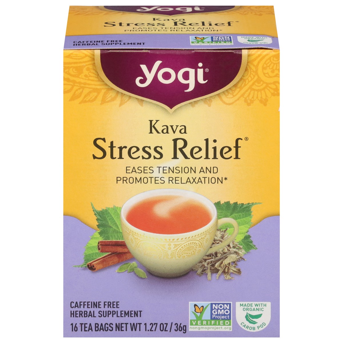 slide 1 of 5, Yogi Caffeine Free Stress Relief Kava Herbal Supplement 16 Tea Bags, 16 ct