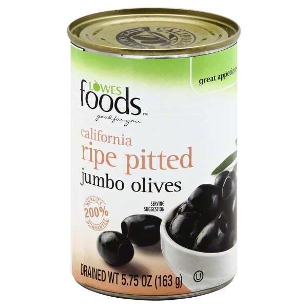 slide 1 of 1, Lowes Foods Jumbo Olives California Ripe Pitted, 5.75 oz