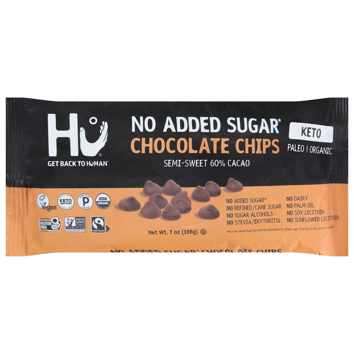 slide 1 of 12, Hu No Added Sugar Organic 60% Cacao Semi-Sweet Chocolate Chips 7 oz, 7 oz