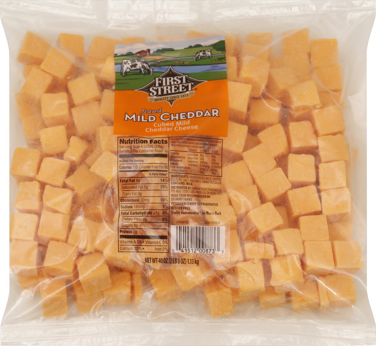 slide 2 of 6, First Street Cubed Cheddar Cheese, 2.5 lb