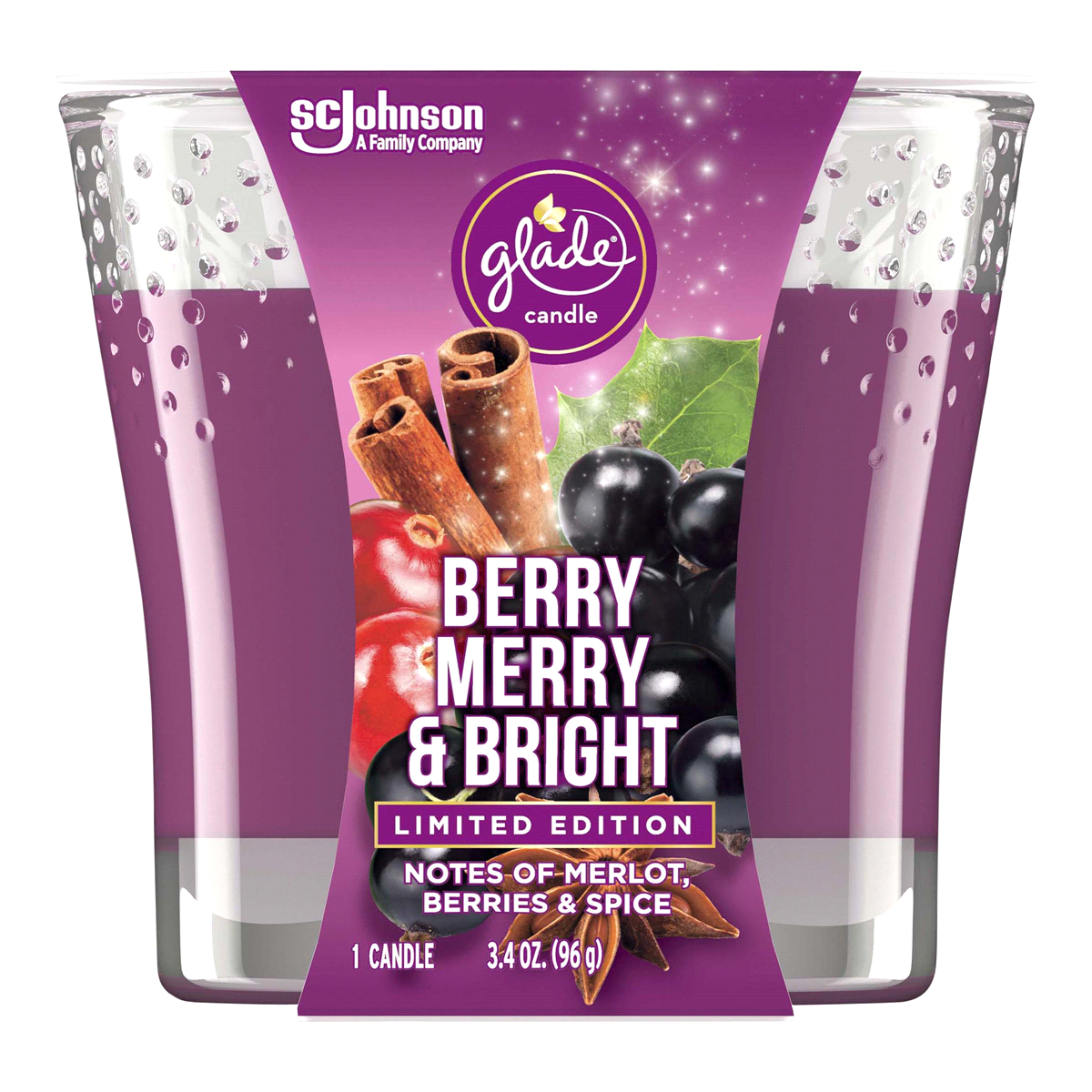 slide 1 of 1, Glade Limited Edition Berry Merry Bright Candle, 3.4 oz