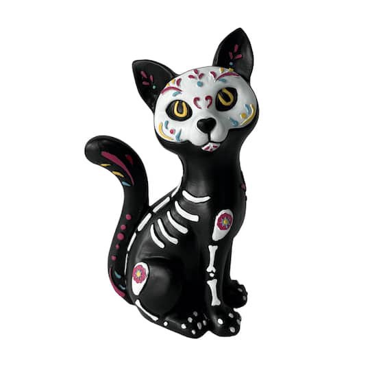 slide 1 of 3, 8.75" Day Of The Dead Sitting Skeleton Cat Tabletop Decor By Ashland, 8.75 in