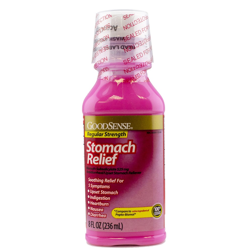 slide 1 of 3, GOOD SENSE GoodSense Pink Bismuth Regular Strength Stomach Relief Liquid, 8 oz, 8 oz