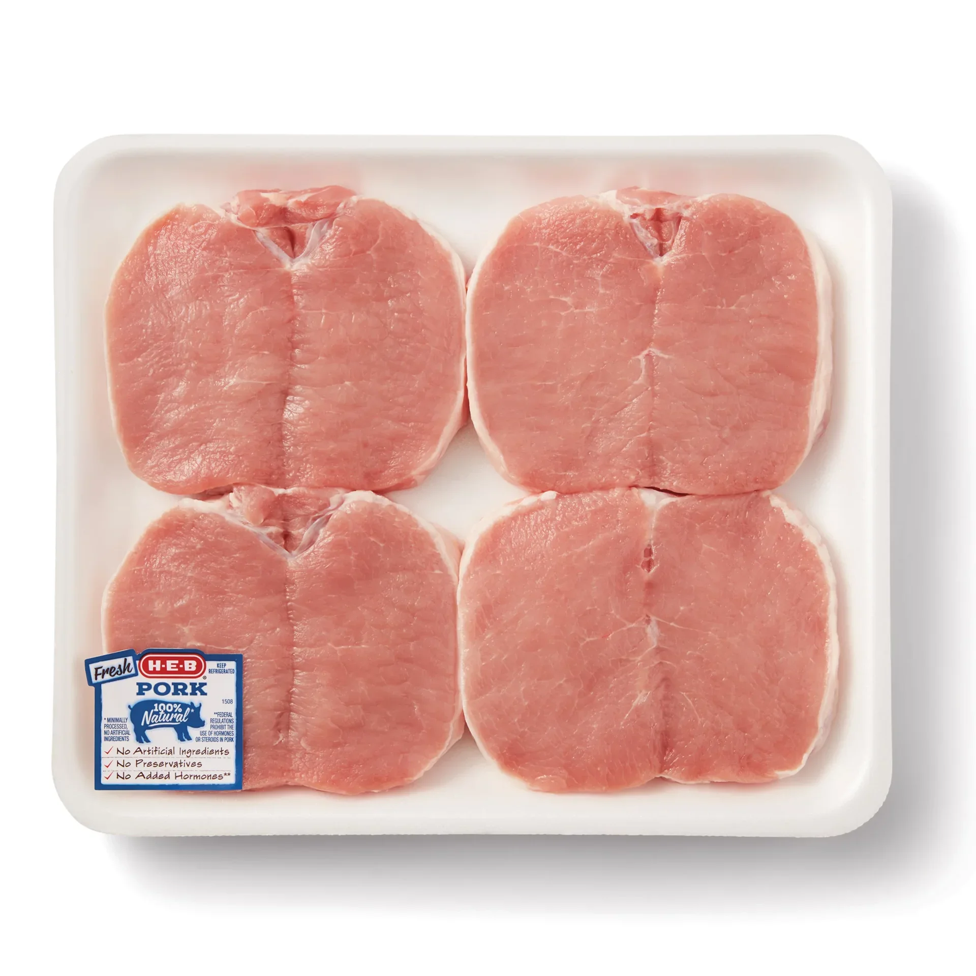 slide 1 of 1, H-E-B Boneless Butterflied Center Loin Pork Chops - Value Pack, per lb