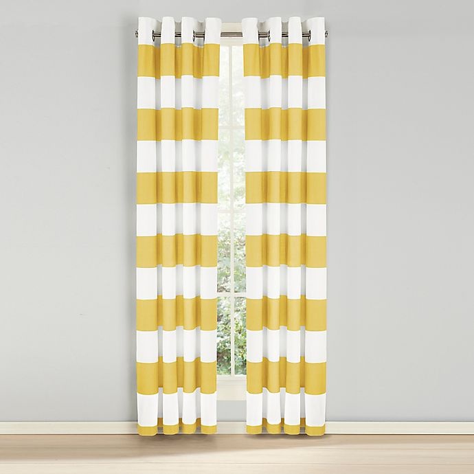 slide 1 of 1, Nautica Cabana Stripe Grommet Top Light Blockage Window Curtain Panel Pair - Yellow, 84 in