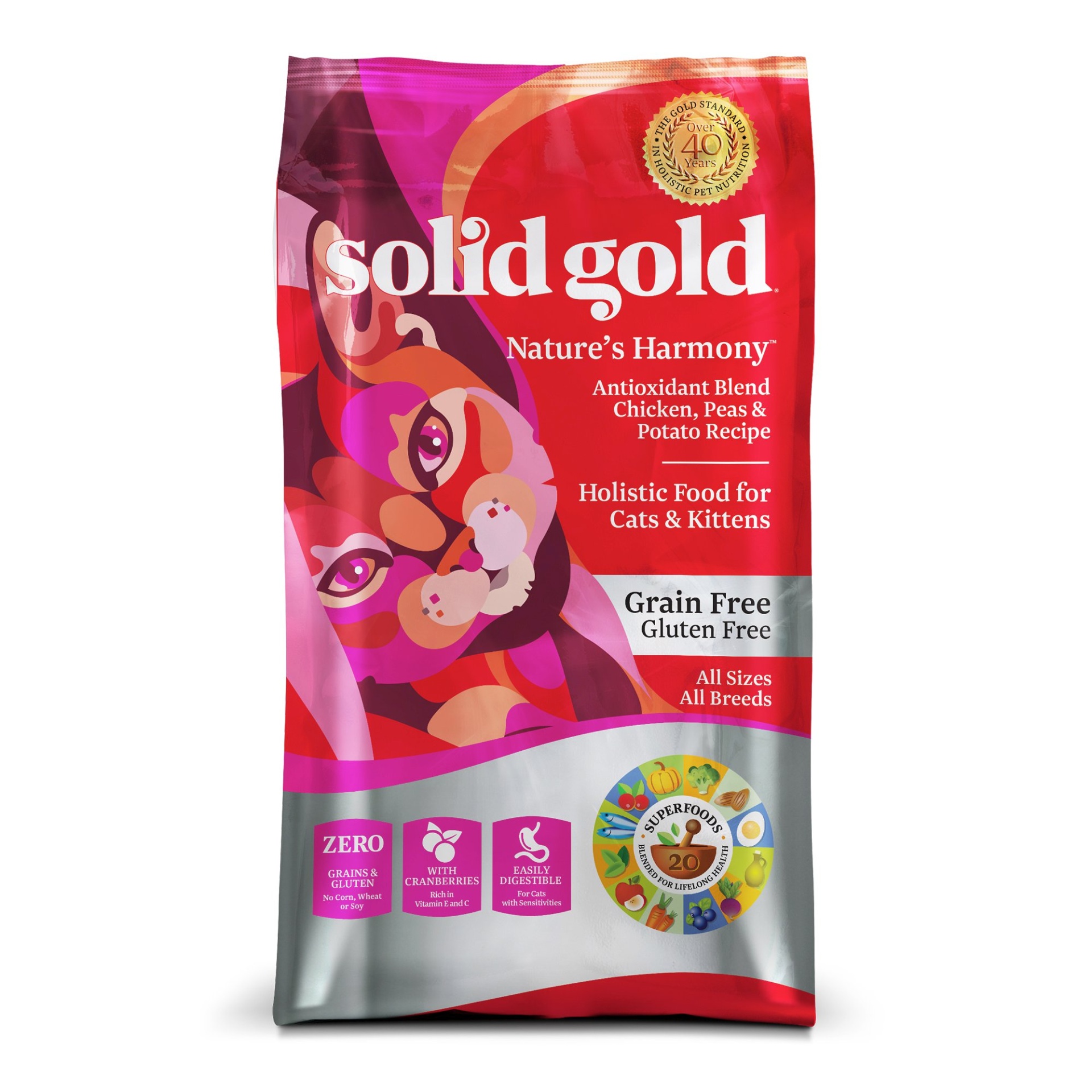 slide 1 of 1, Solid Gold Nature's Harmony Chicken All Life Stages Dry Cat Food, 3 lb