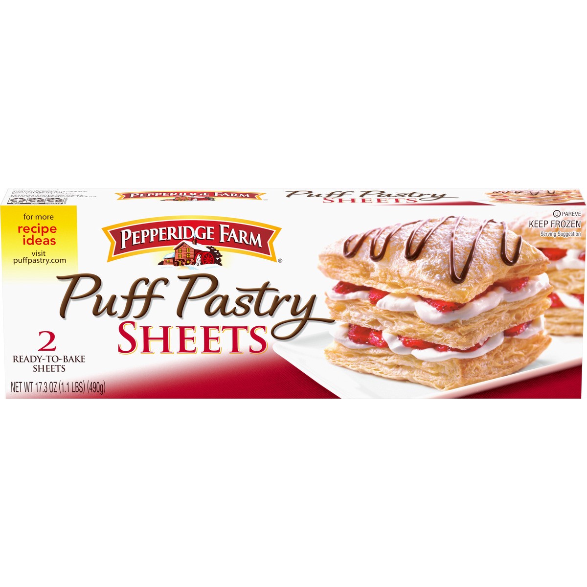 slide 1 of 9, Pepperidge Farm Puff Pastry Frozen Pastry Dough Sheets, 2-Count, 17.3 oz. Box, 17.3 oz