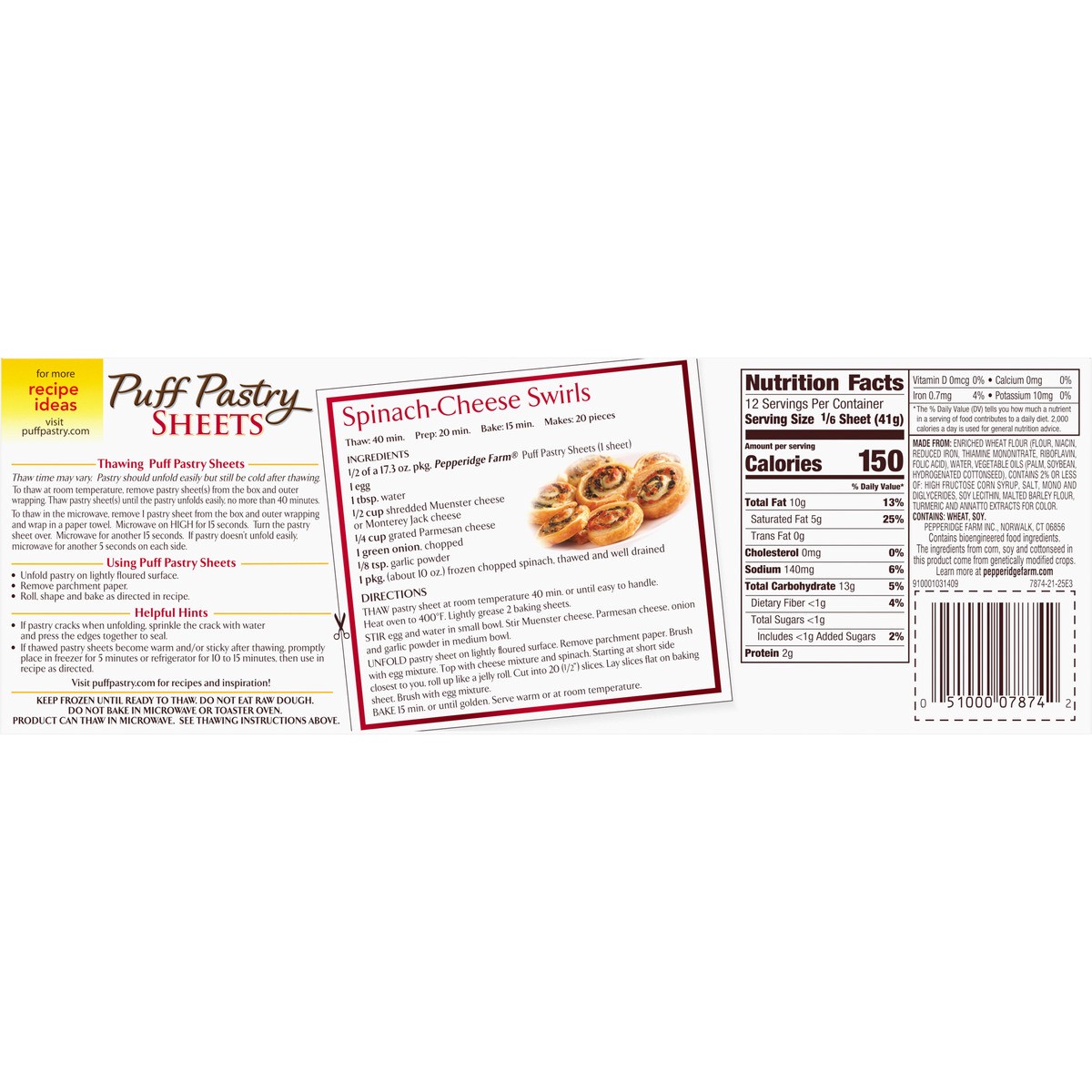 slide 5 of 9, Pepperidge Farm Puff Pastry Frozen Pastry Dough Sheets, 2-Count, 17.3 oz. Box, 17.3 oz