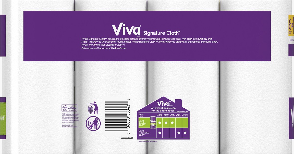 slide 9 of 9, Viva Signature Cloth 1-Ply Double Rolls Towels 8 Rolls, 8 ct