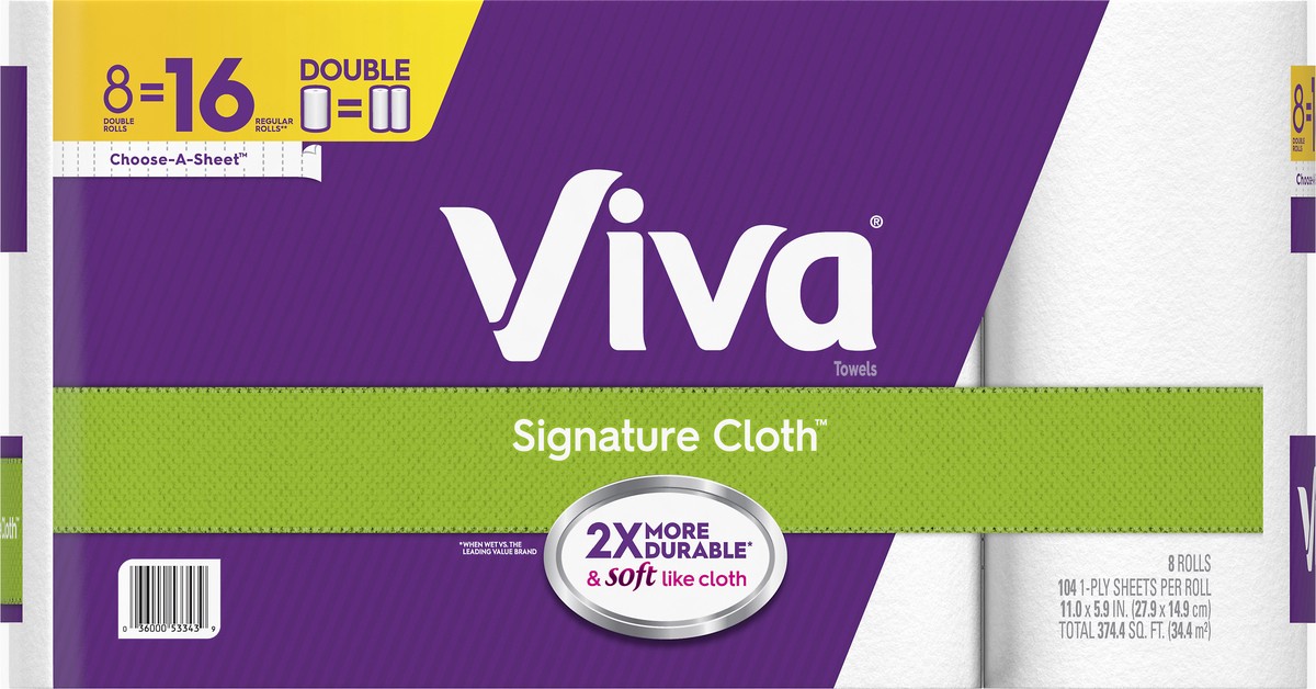 slide 8 of 9, Viva Signature Cloth 1-Ply Double Rolls Towels 8 Rolls, 8 ct