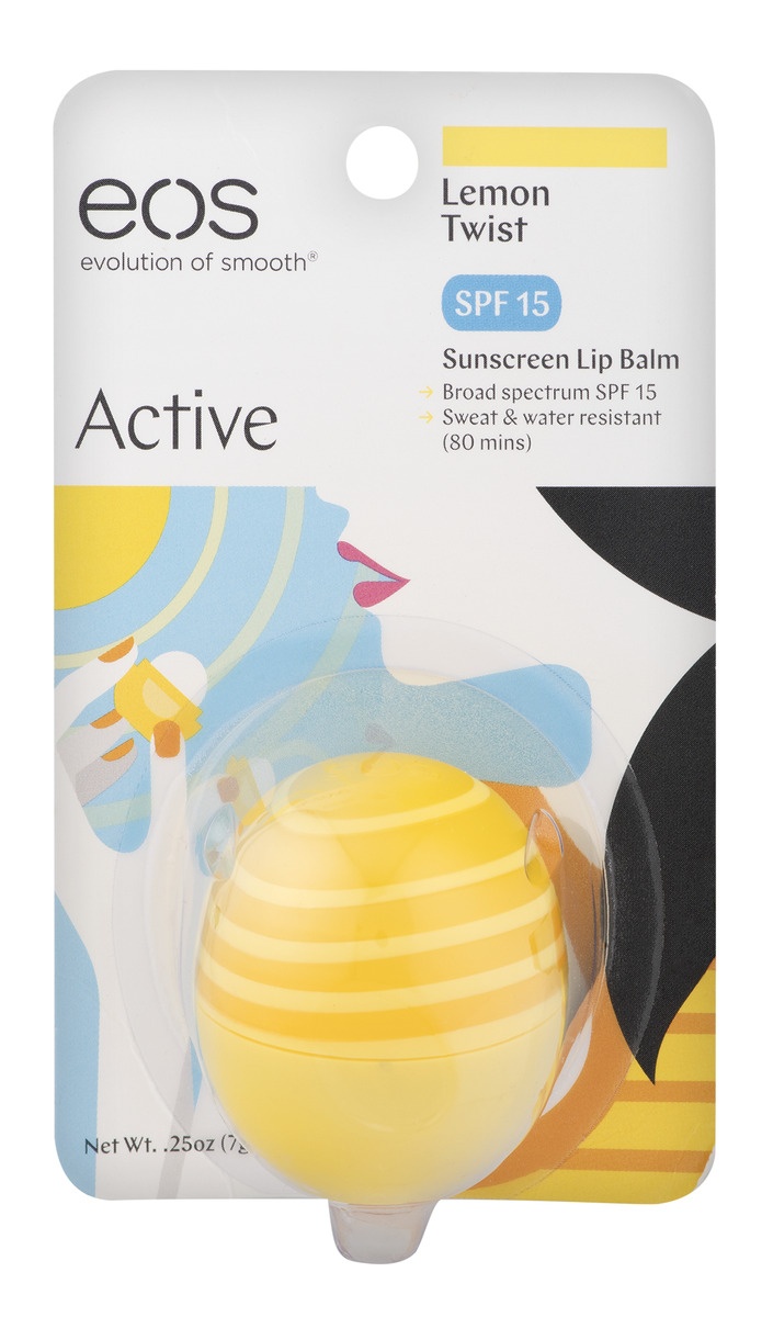 slide 1 of 1, eos Active Protection Lip Balm SPF Lemon Twist Sphere, 25 oz