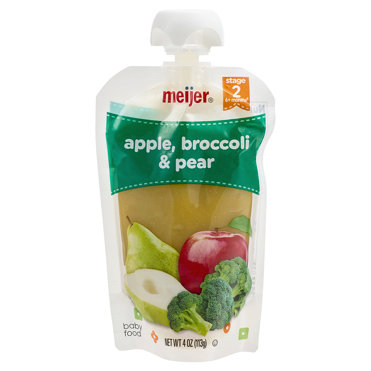 slide 1 of 5, Meijer Apple, Broccoli, and Pear Baby Food Pouch, 4 oz