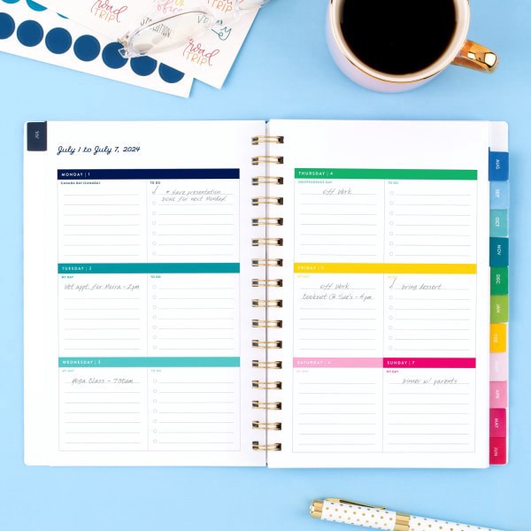 slide 4 of 8, 2024-2025 At-A-Glance Simplified By Emily Ley Weekly/Monthly Academic Planner, 5-1/2"" X 8-1/2"", Happy Stripe, July 2024 To June 2025, El24-200A, 1 ct
