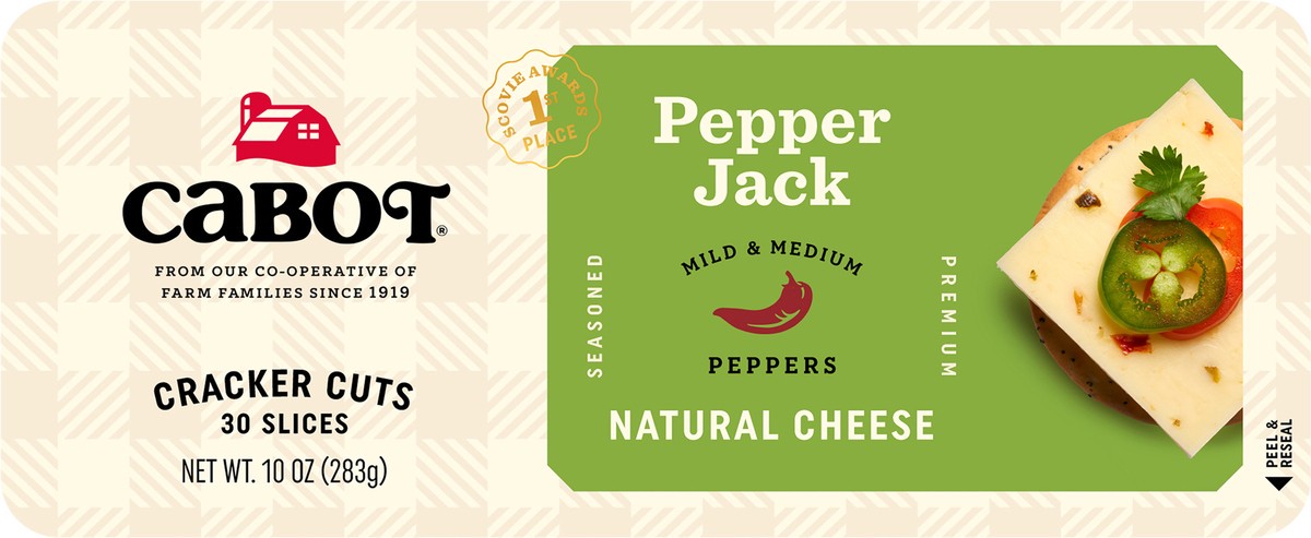 slide 7 of 7, Cabot Spicy Jack Cheese Cracker Cut Slices, 10 oz, 10 oz