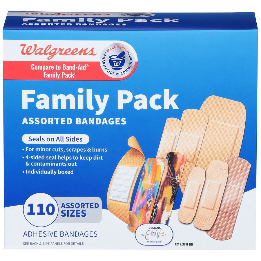 slide 1 of 5, Walgreens Family Pack Assorted Bandages Assorted, 110 ct