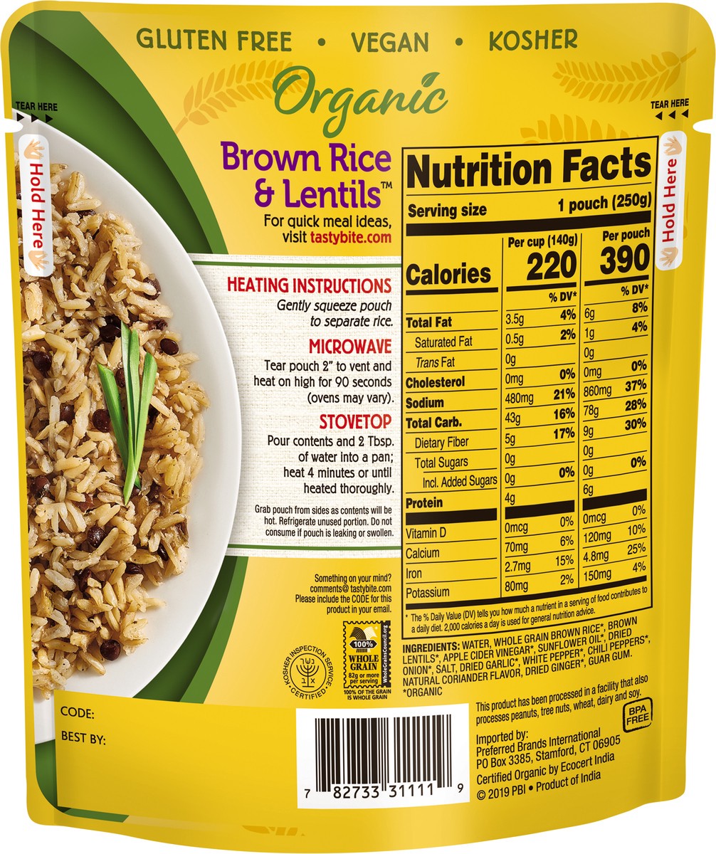 slide 10 of 11, Tasty Bite Organic Brown Rice & Lentils 8.8 oz, 
