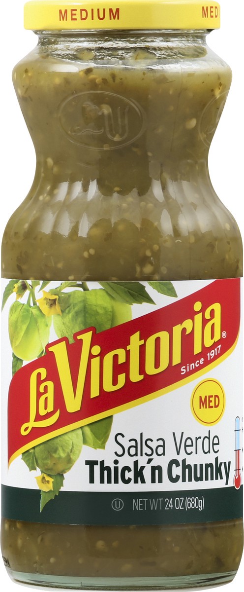 slide 1 of 12, La Victoria Med Thick'n Crunchy Salsa Verde 24 oz, 24 oz