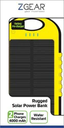 Zgear 4000Mah Solar Power Bank - Yellow/Black
