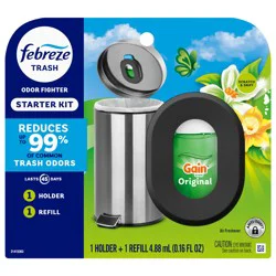 Febreze Trash Odor Fighter, Trash Can Air Freshener, Gain Original Scent, 1 Holder + 1 Refill