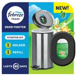 Febreze Trash Odor Fighter, Trash Can Air Freshener, Gain Original Scent, 1 Holder + 1 Refill