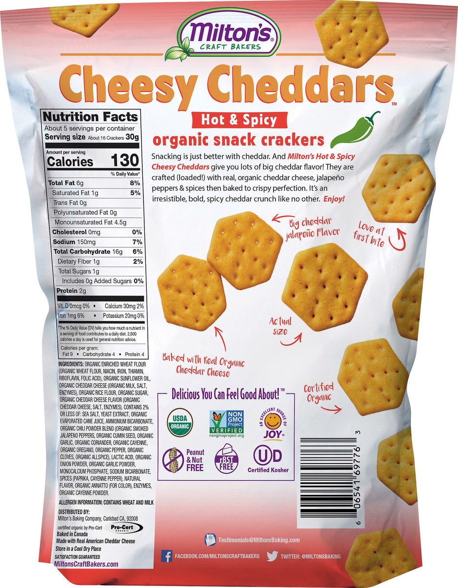 slide 4 of 7, Milton's Cheesy Cheddars Organic Hot & Spicy Snack Crackers 6 oz, 6 oz