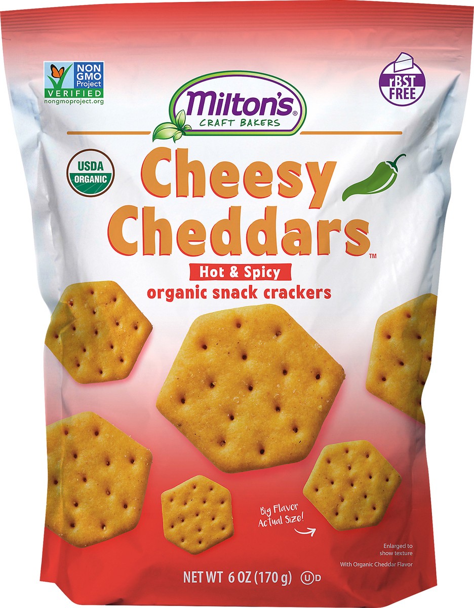 slide 2 of 7, Milton's Cheesy Cheddars Organic Hot & Spicy Snack Crackers 6 oz, 6 oz