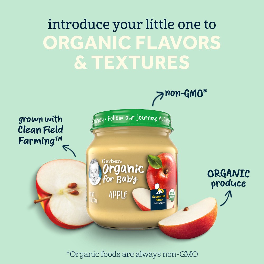 slide 4 of 5, Gerber Organic for Baby Supported Sitter (1st Foods) Carrot Baby Food 4 oz Jar, 4 oz