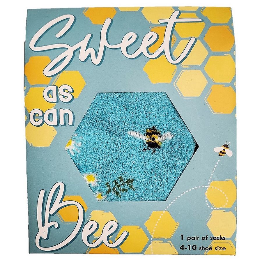 slide 1 of 1, Modern Expressions Cozy Bee Printed Socks Blue, 4 ct; 10 1pair