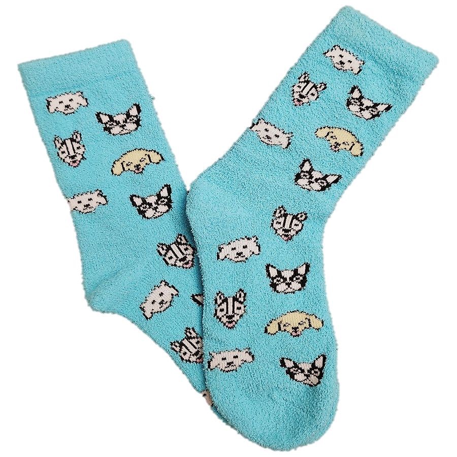slide 1 of 1, Modern Expressions Cozy Dog Printed Socks Blue, 4 ct; 10 1pair