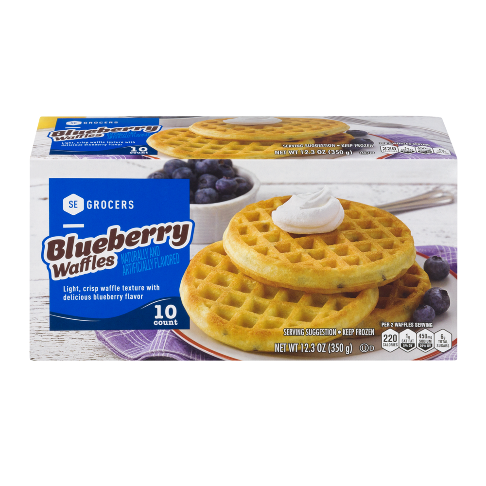 slide 1 of 1, SE Grocers Waffles Blueberry, 10 ct; 12 oz