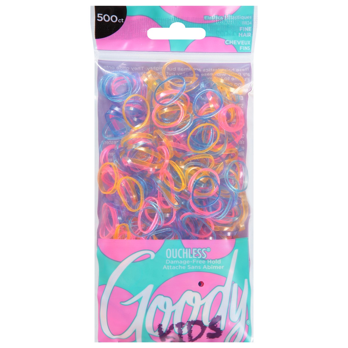 slide 1 of 1, Goody Ouchless Girls Value Glitter Color Tint Latex Elastics 500 ea, 500 ct