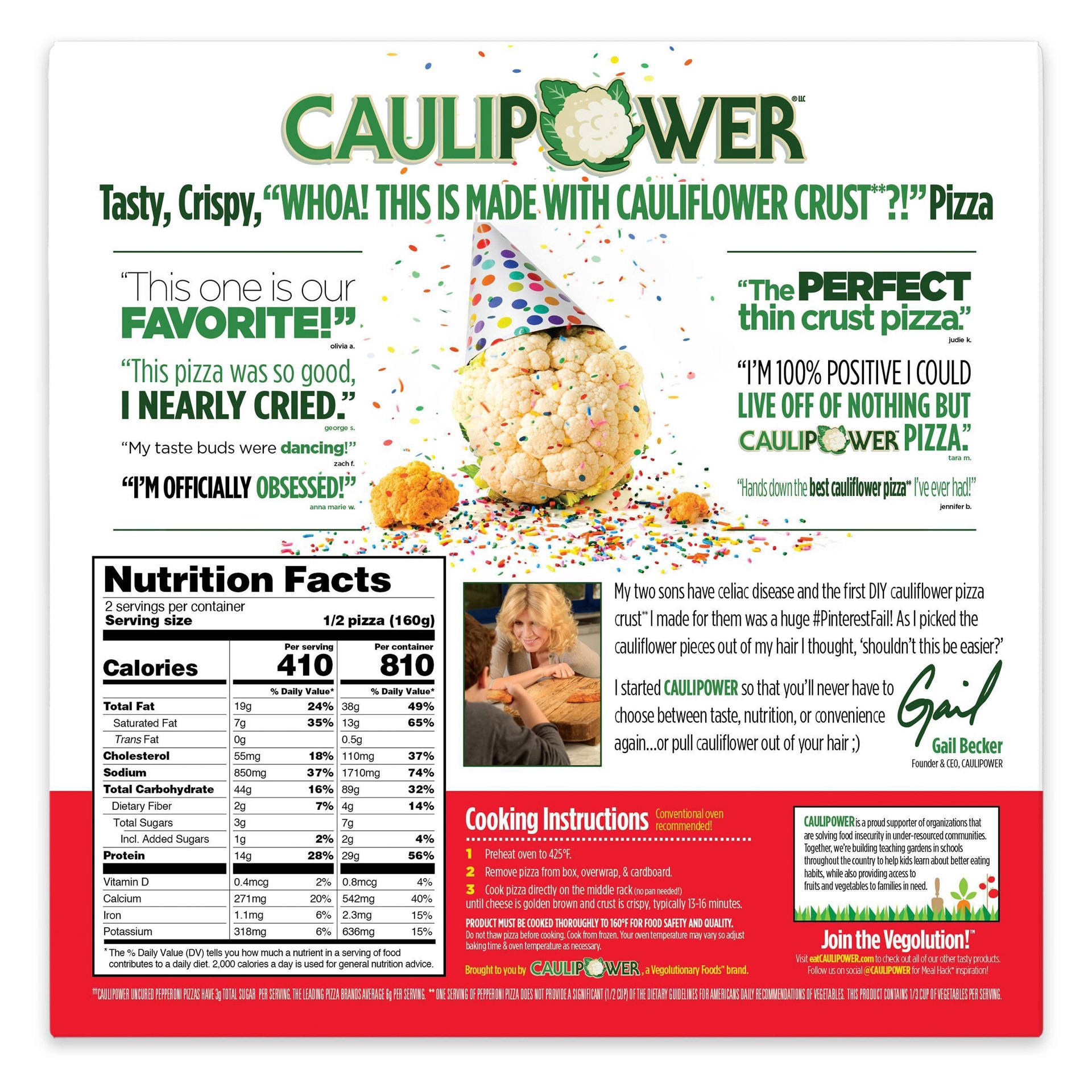 slide 8 of 9, Caulipower Cauliflower Crust Uncured Pepperoni Pizza, 11.3 oz