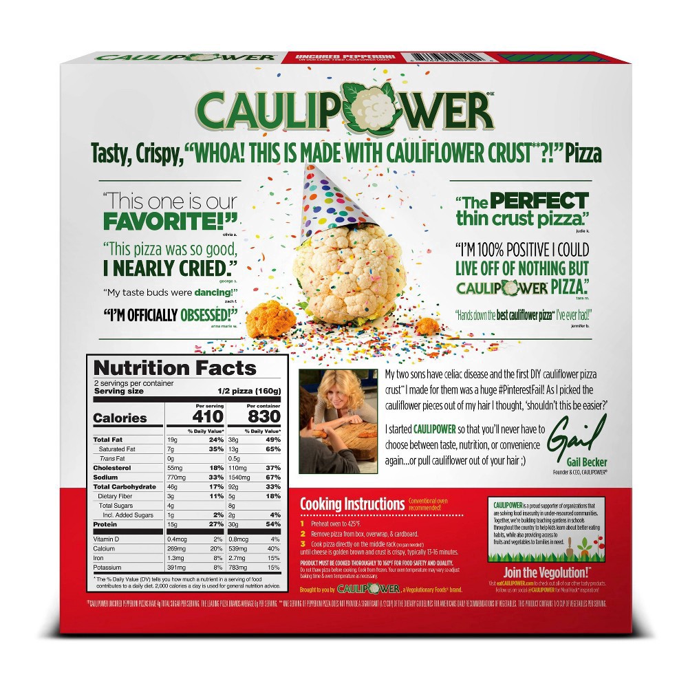 slide 3 of 9, Caulipower Cauliflower Crust Uncured Pepperoni Pizza, 11.3 oz