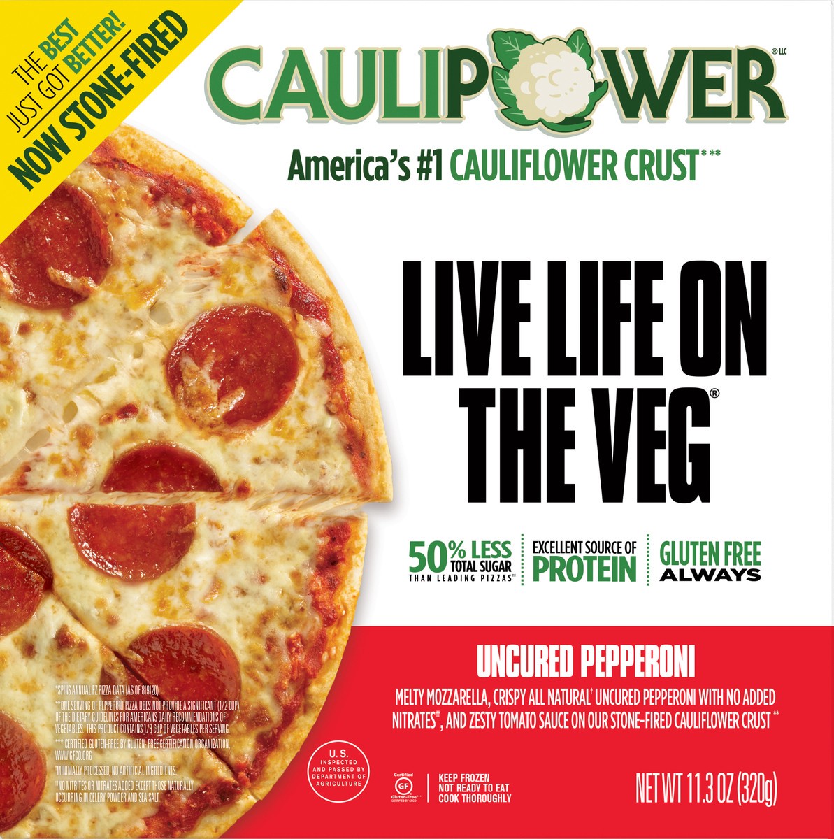 slide 1 of 9, Caulipower Cauliflower Crust Uncured Pepperoni Pizza, 11.3 oz