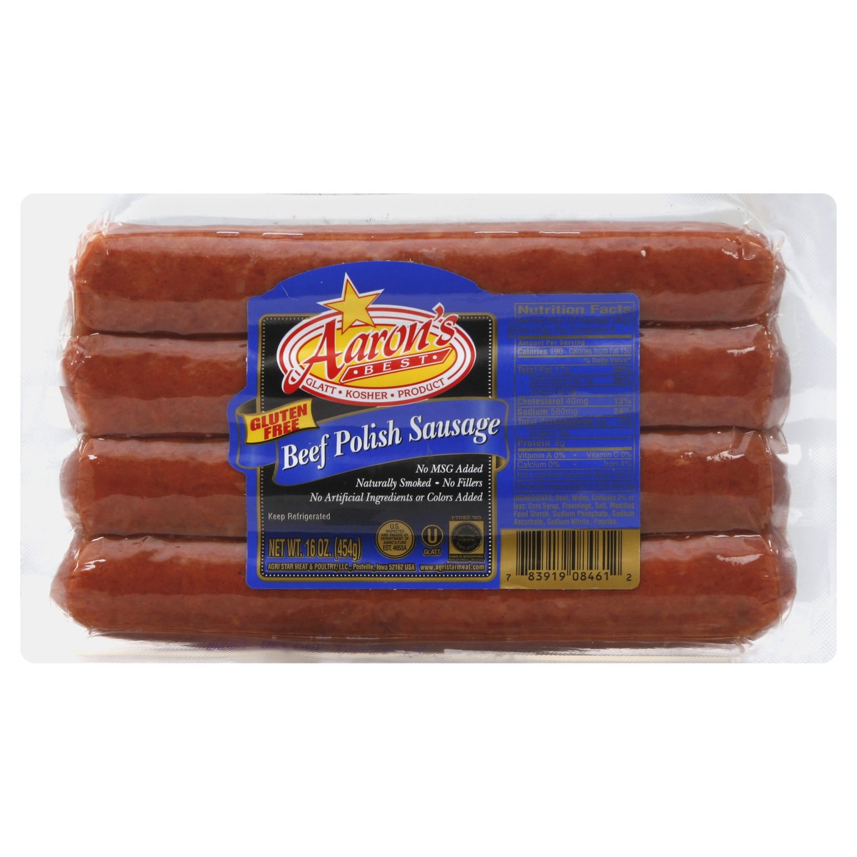 slide 5 of 5, Aaron's Best Aarons Kosher Polish Sausage, 16 oz