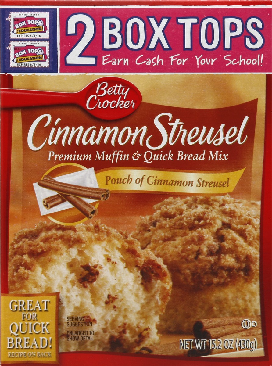 slide 4 of 4, Betty Crocker Muffin & Quick Bread Mix, Premium, Cinnabon Cinnamon Streusel, 15.2 oz