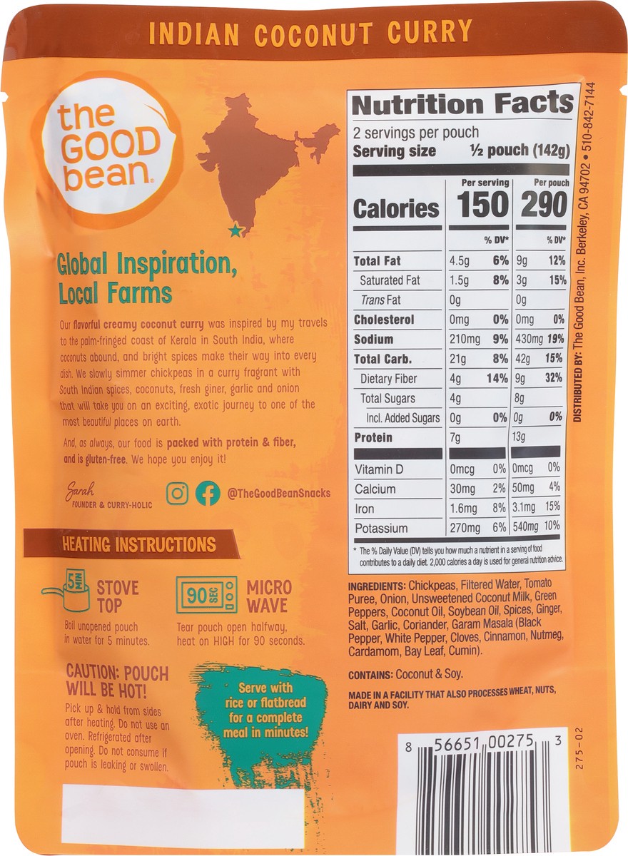 slide 6 of 9, The Good Bean Heat & Eat Indian Coconut Curry 10oz, 10 oz