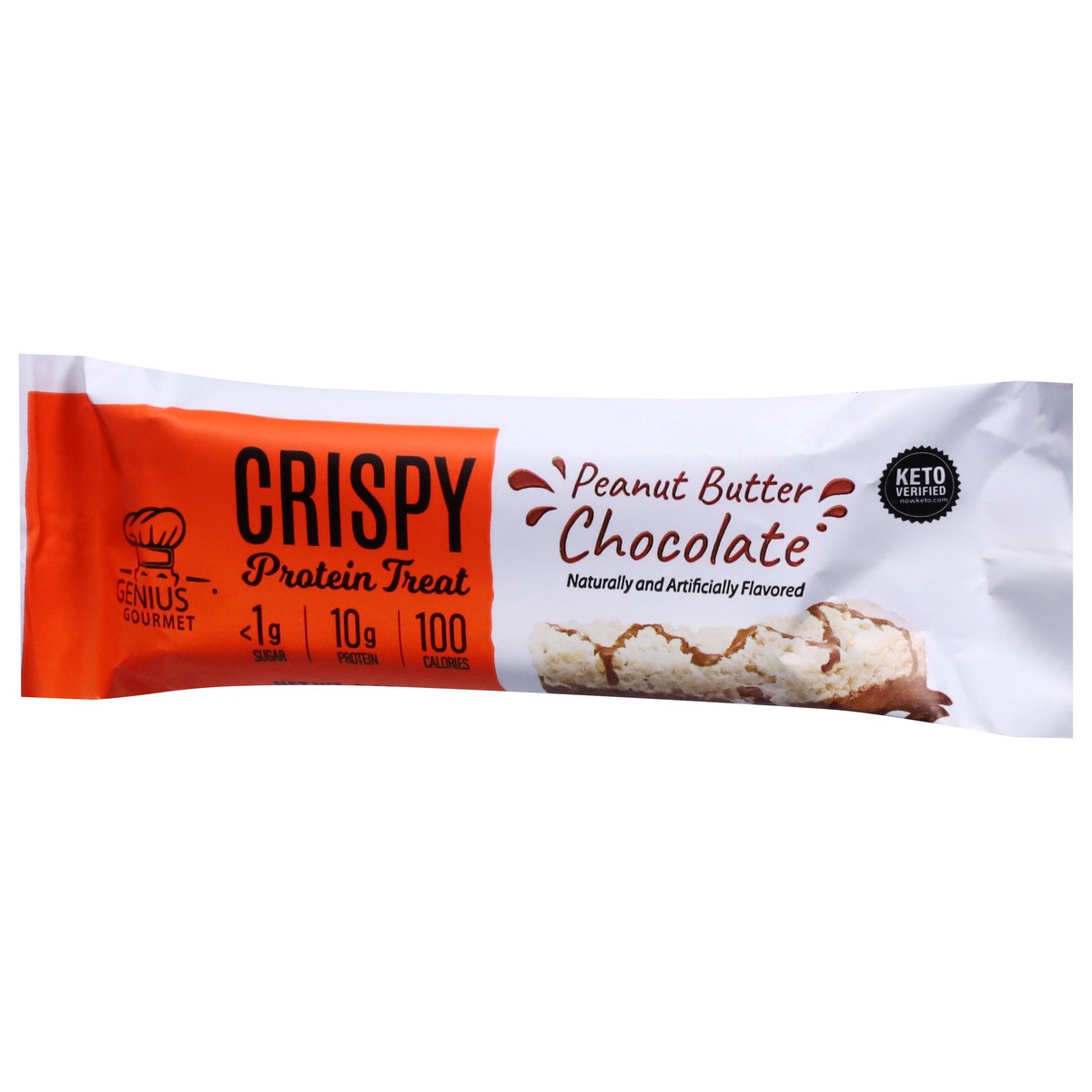 slide 6 of 9, Genius Gourmet Crispy Peanut Butter Chocolate Protein Treat 0.99 oz, 0.99 oz