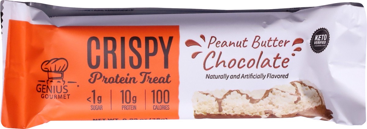 slide 5 of 9, Genius Gourmet Crispy Peanut Butter Chocolate Protein Treat 0.99 oz, 0.99 oz