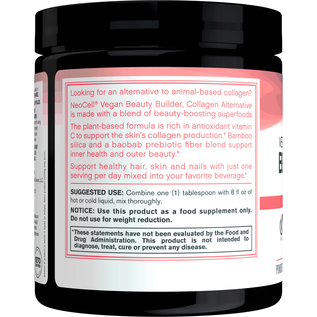 slide 25 of 29, NeoCell Vegan Beauty Builder Collagen Alternative; Hibiscus Flavored Powder, 8.5 oz, 30 servings