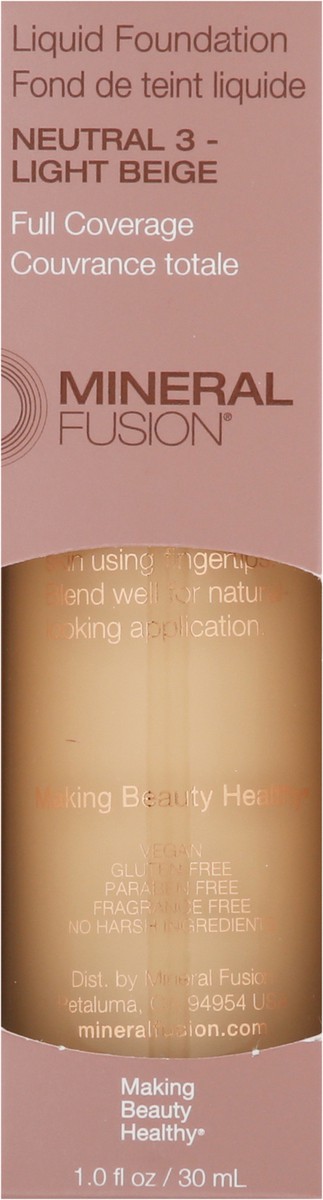 slide 5 of 9, Mineral Fusion Neutral 3 - Light Beige Full Coverage Liquid Foundation 1.0 fl oz, 1 ct