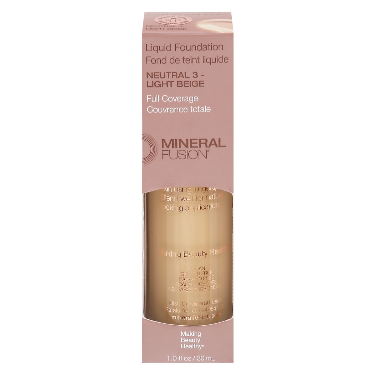 slide 1 of 9, Mineral Fusion Neutral 3 - Light Beige Full Coverage Liquid Foundation 1.0 fl oz, 1 ct