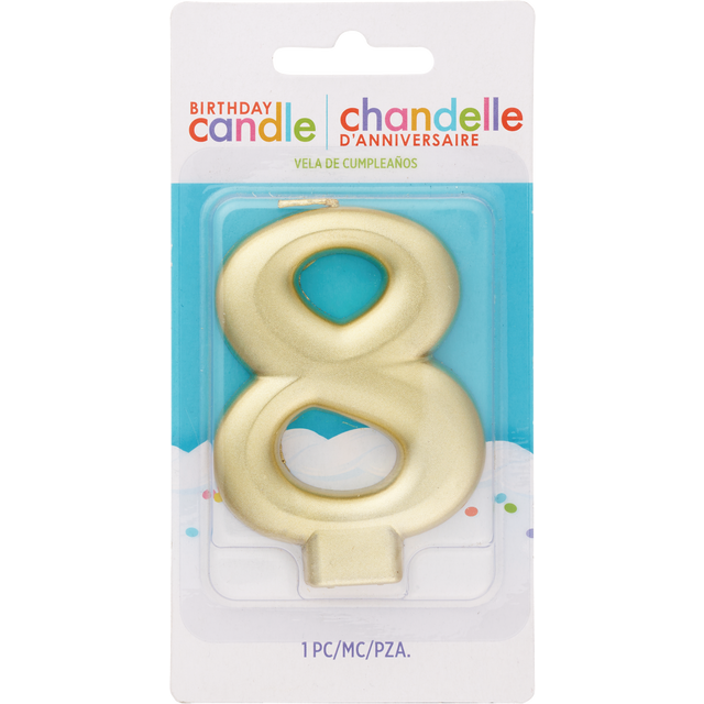 slide 1 of 1, AMSCAN Cndl Metallic Numeral #8 Gold, 1 ct